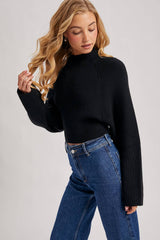 Open Back Ribbed Neck Sweater
