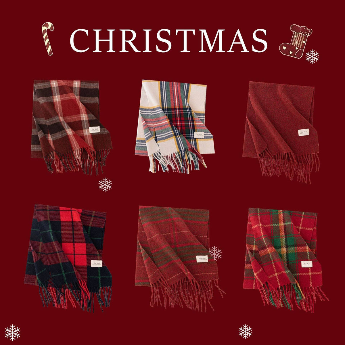Merry Christmas Plaid Scarf