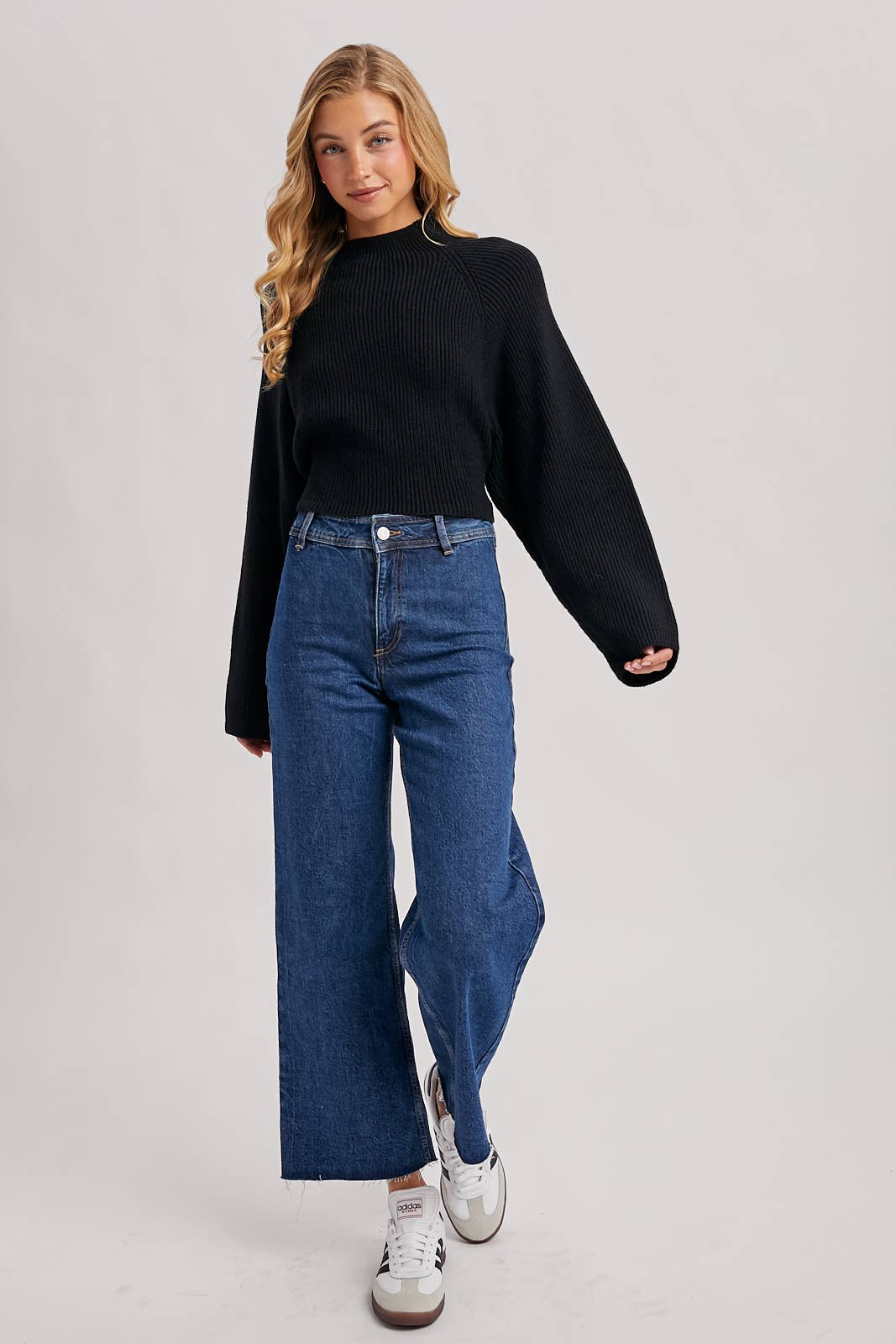 Open Back Ribbed Neck Sweater
