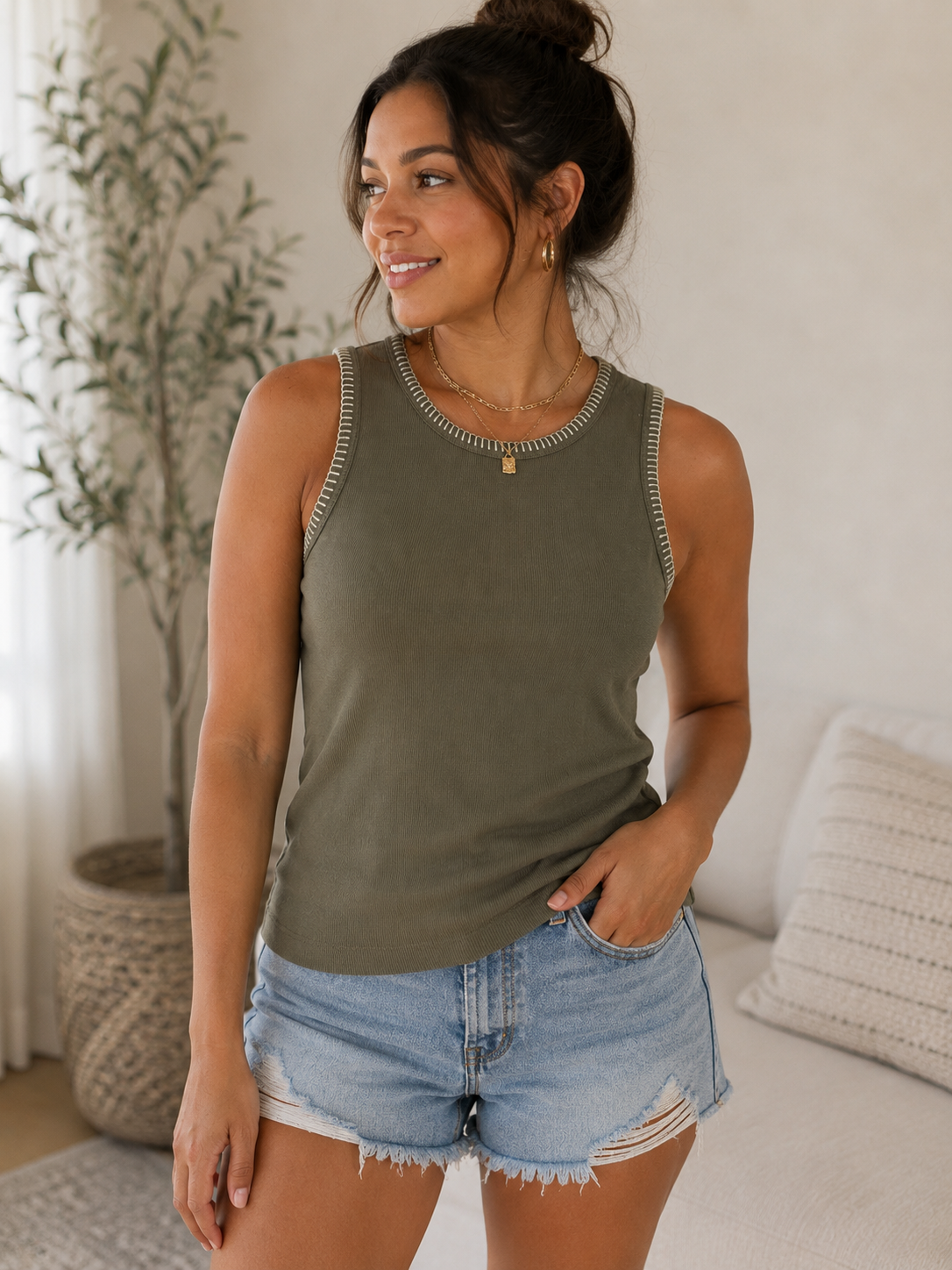 Whipstitch Trim Tank