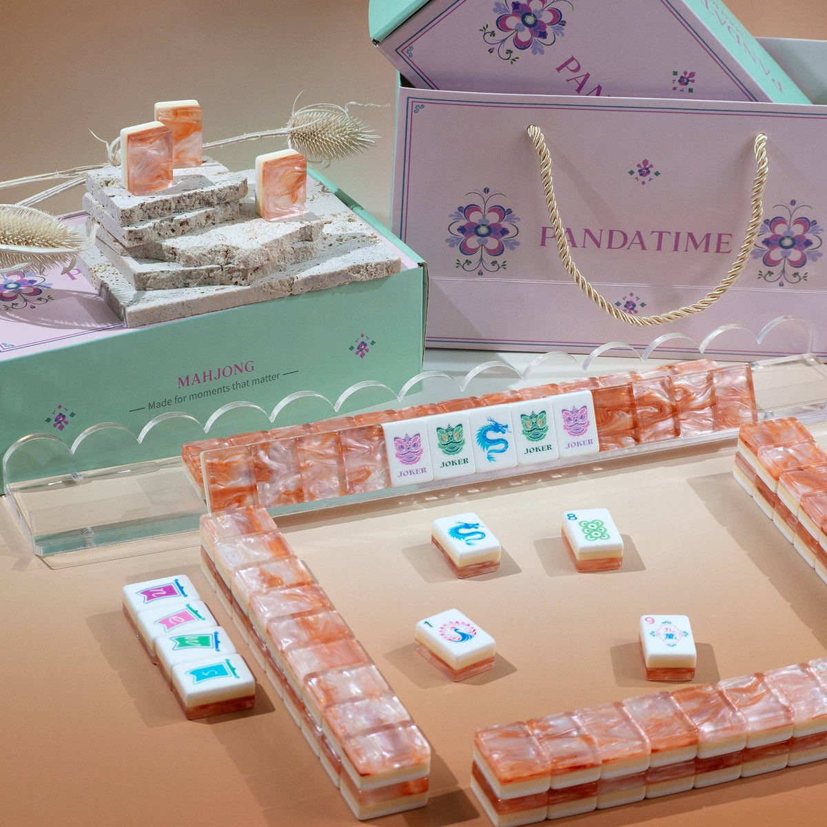 Garden Party Mahjong Set - Coral Glow