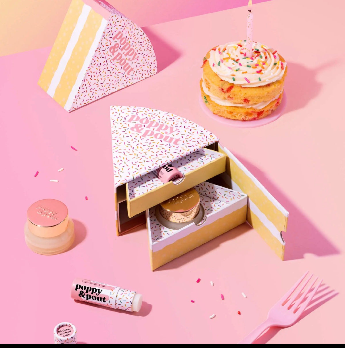 Poppy & Pout Birthday Confetti Cake Gift Set