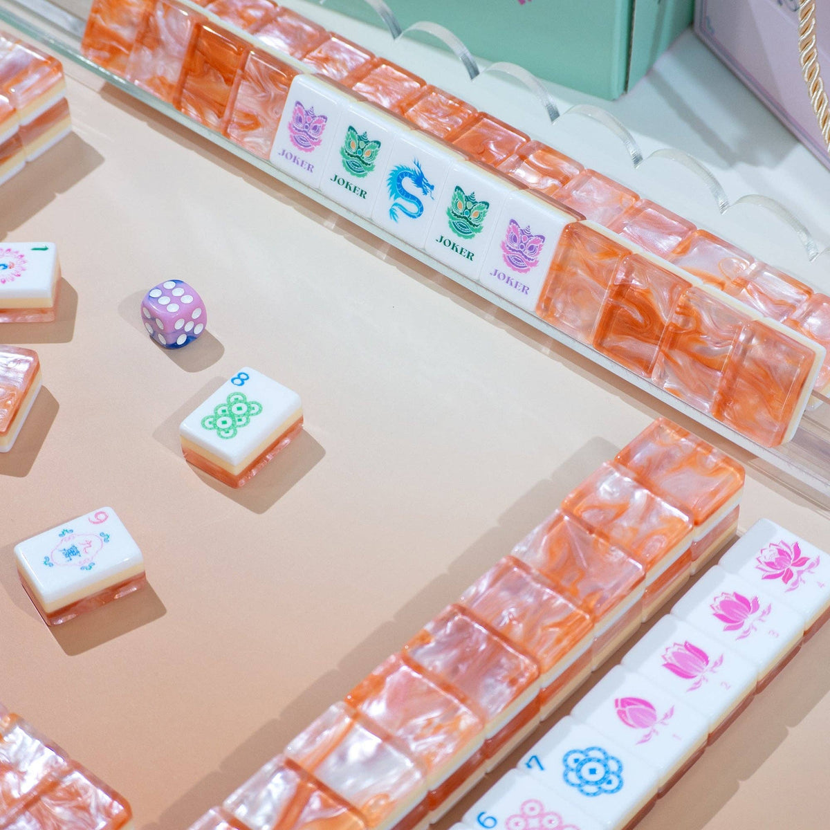 Garden Party Mahjong Set - Coral Glow
