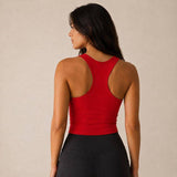 Fitted Cotton Spandex Crop Racerback Tank Top, Everyday Layering Essential