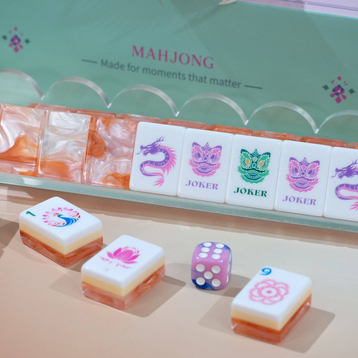 Garden Party Mahjong Set - Coral Glow