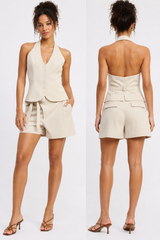 Tan Halter Vest Top
