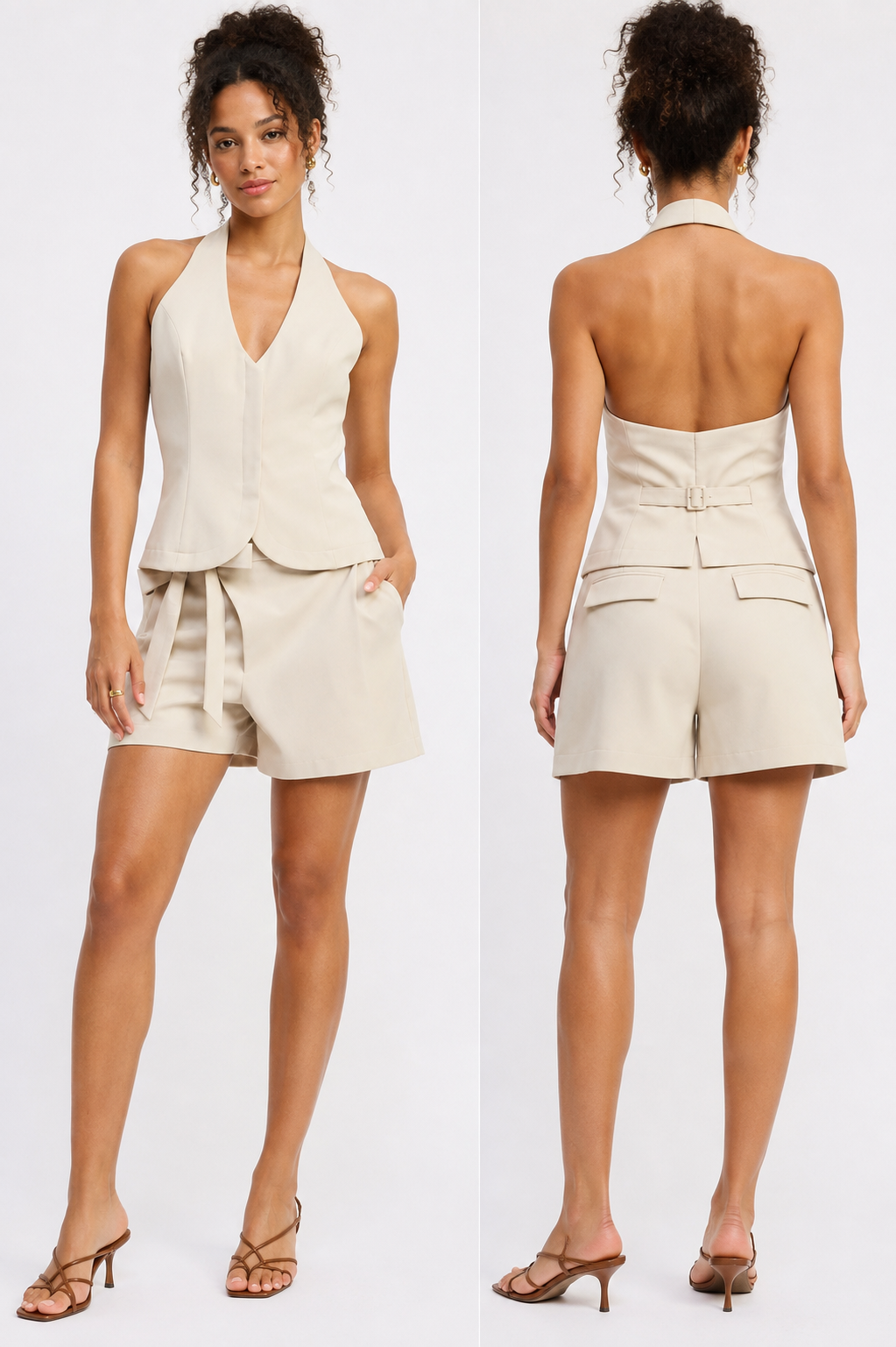 Tan Halter Vest Top