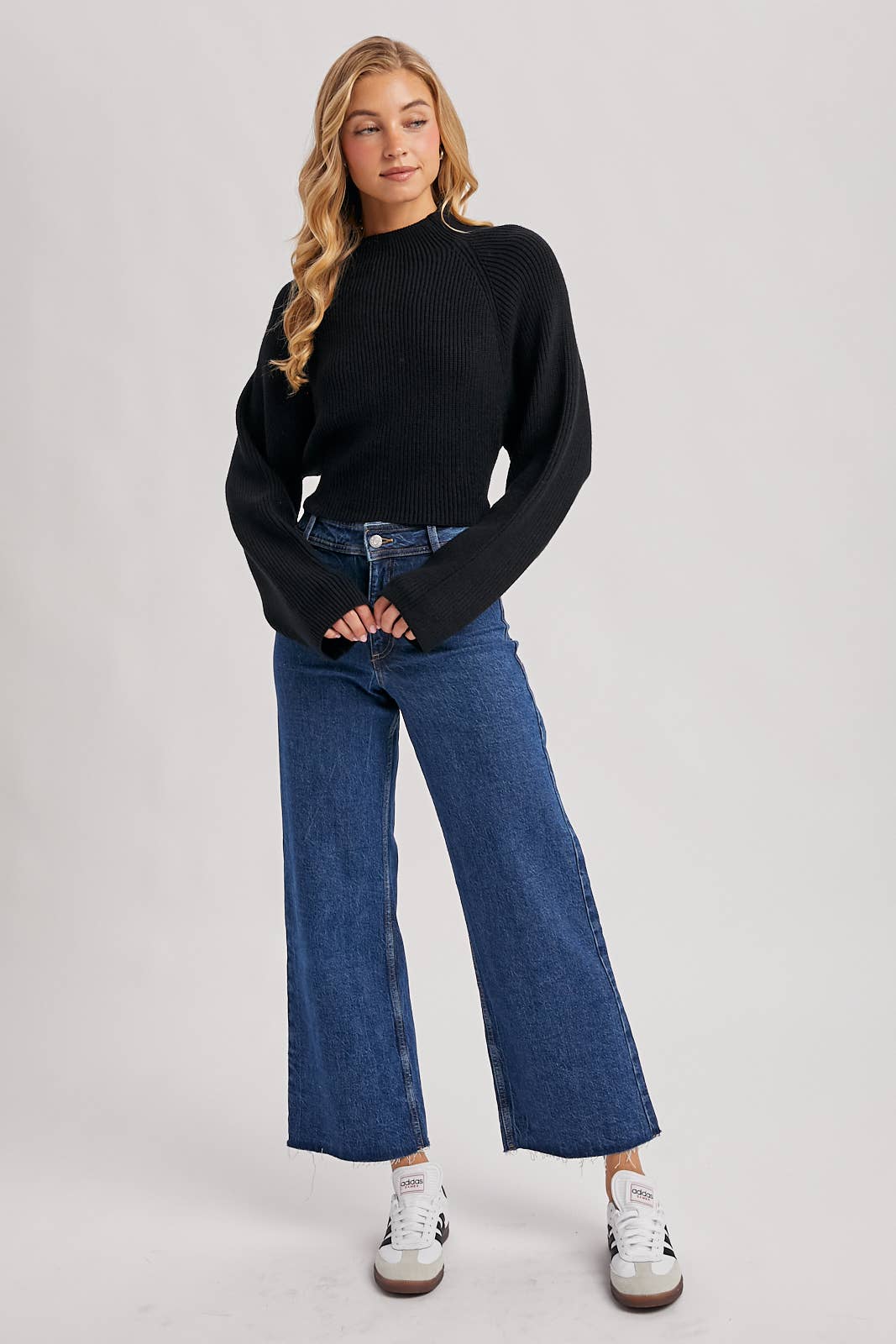 Open Back Ribbed Neck Sweater
