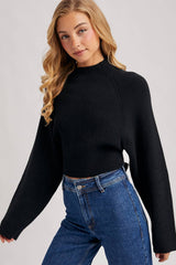 Open Back Ribbed Neck Sweater