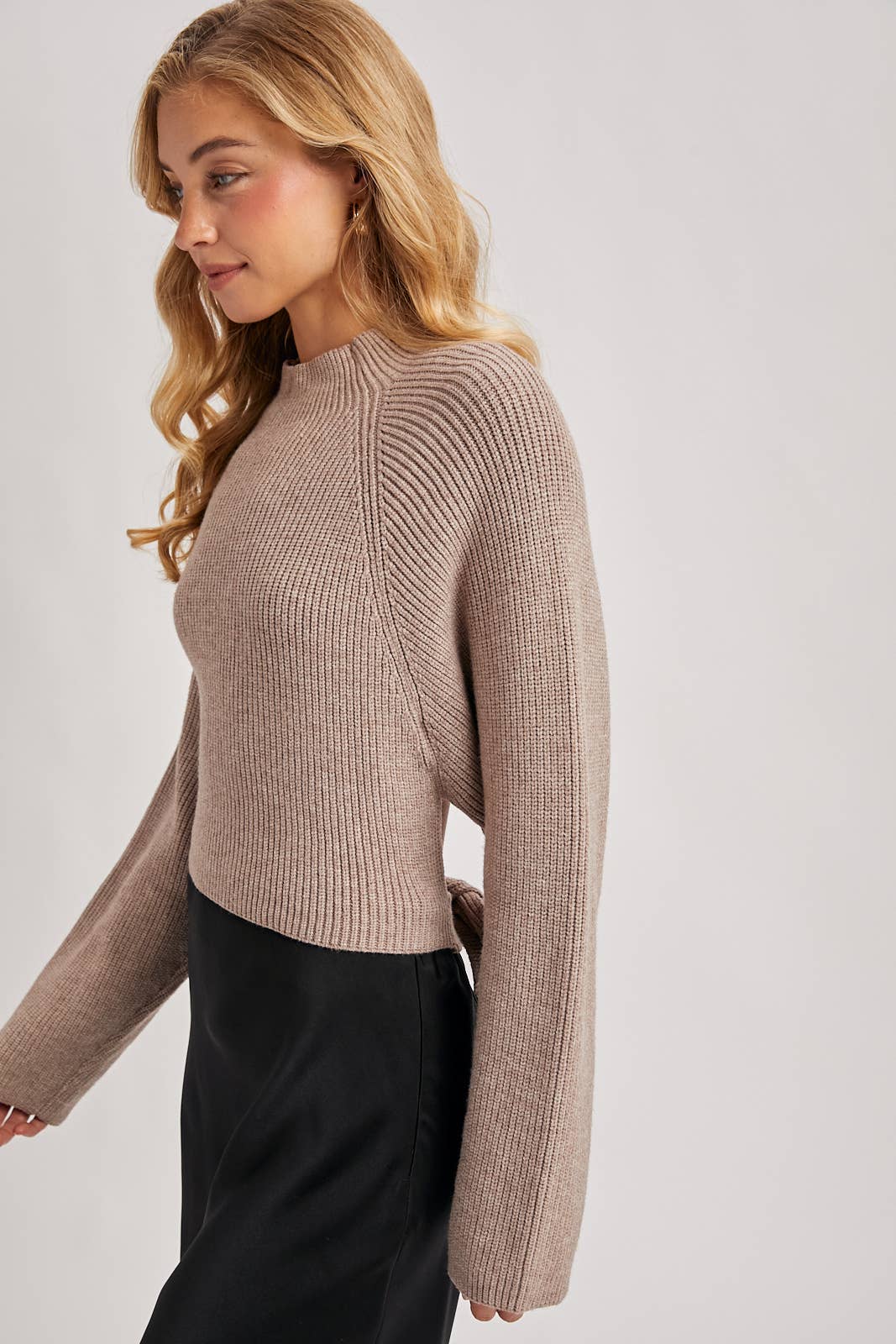 Open Back Ribbed Neck Sweater