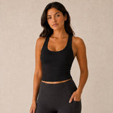 Fitted Cotton Spandex Crop Racerback Tank Top, Everyday Layering Essential