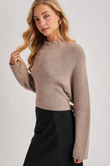 Open Back Ribbed Neck Sweater