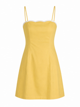 The Sunshine Mini - Pale Yellow Mini Dress with gold jewelry