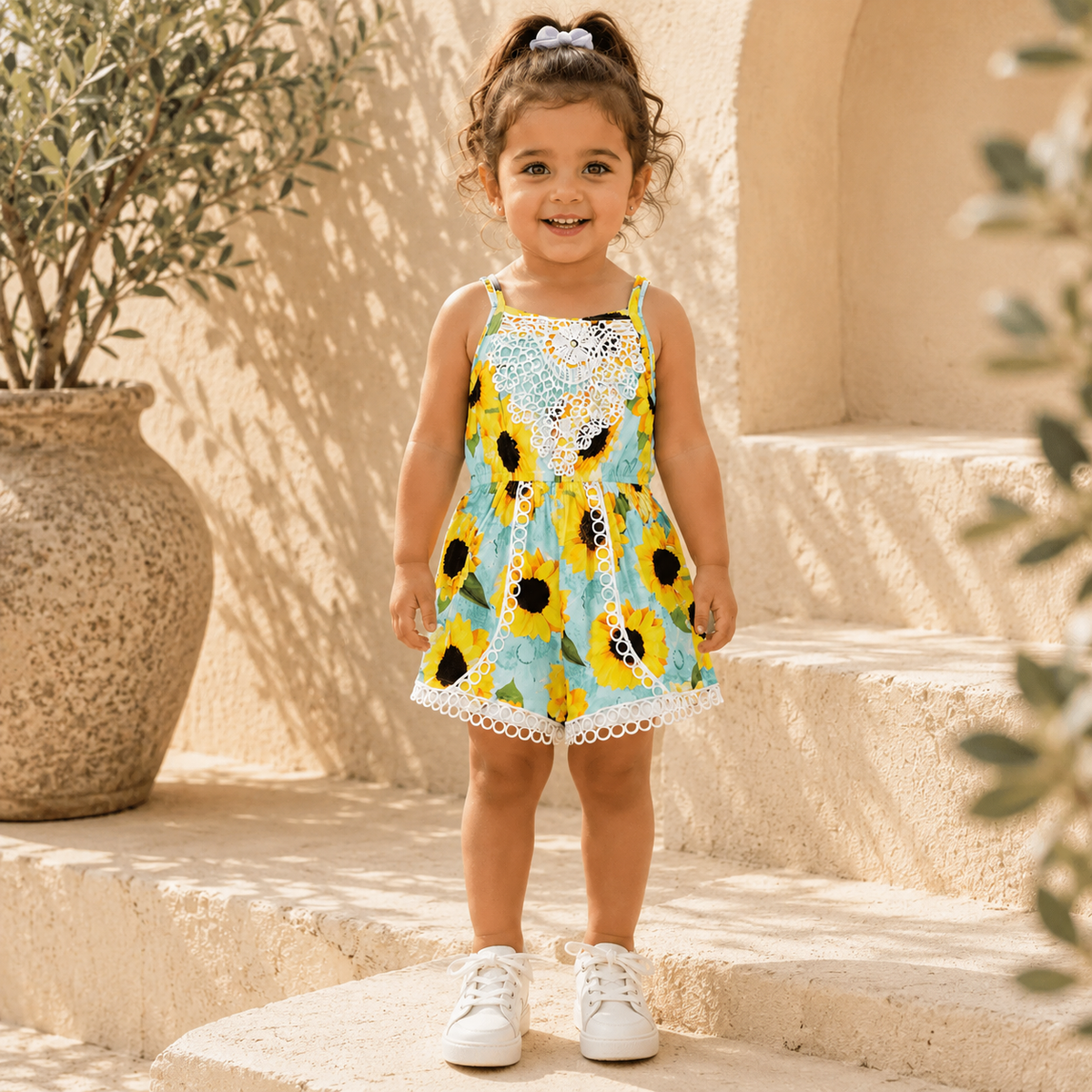 Sunflower Lace Kids Romper