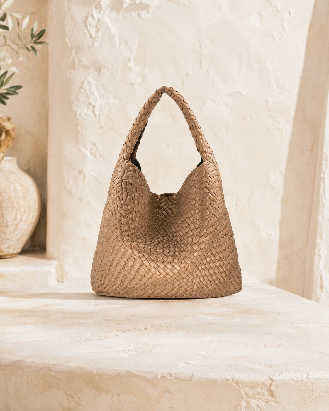 Woven Structured Hobo Bag