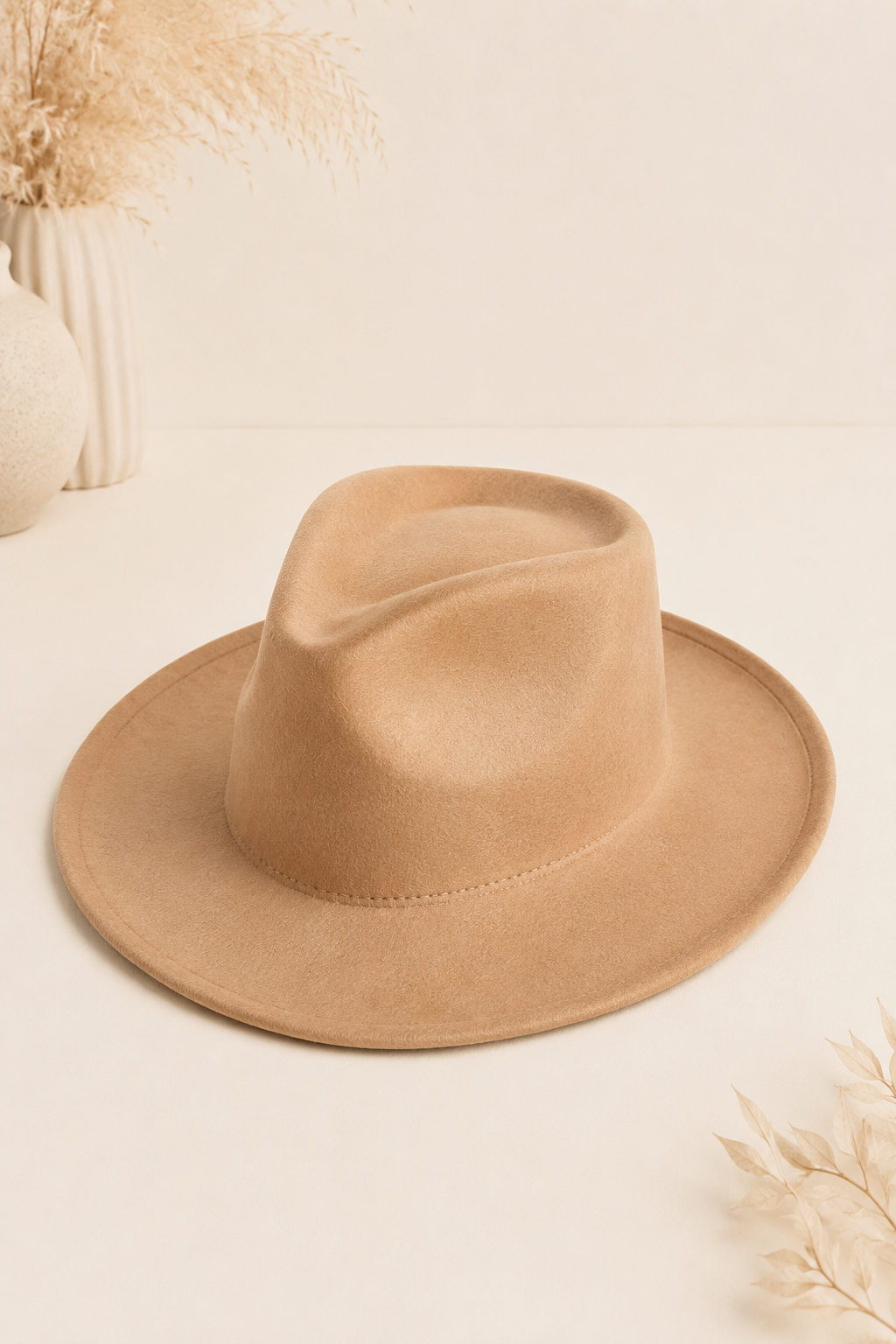 Vegan Suede Wide Brim Rancher Hat – Structured Flat Brim