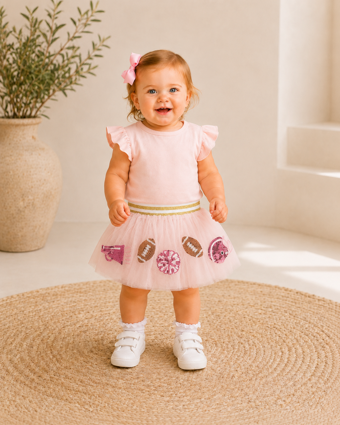 Pink Sequin Football Tutu Skirt