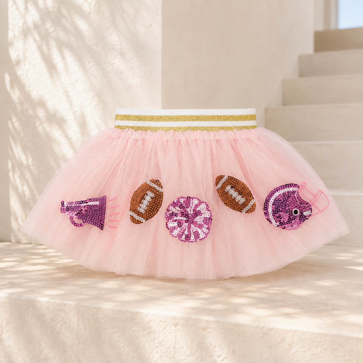 Pink Sequin Football Tutu Skirt