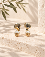 Seashell & Dangling Pearl Earrings