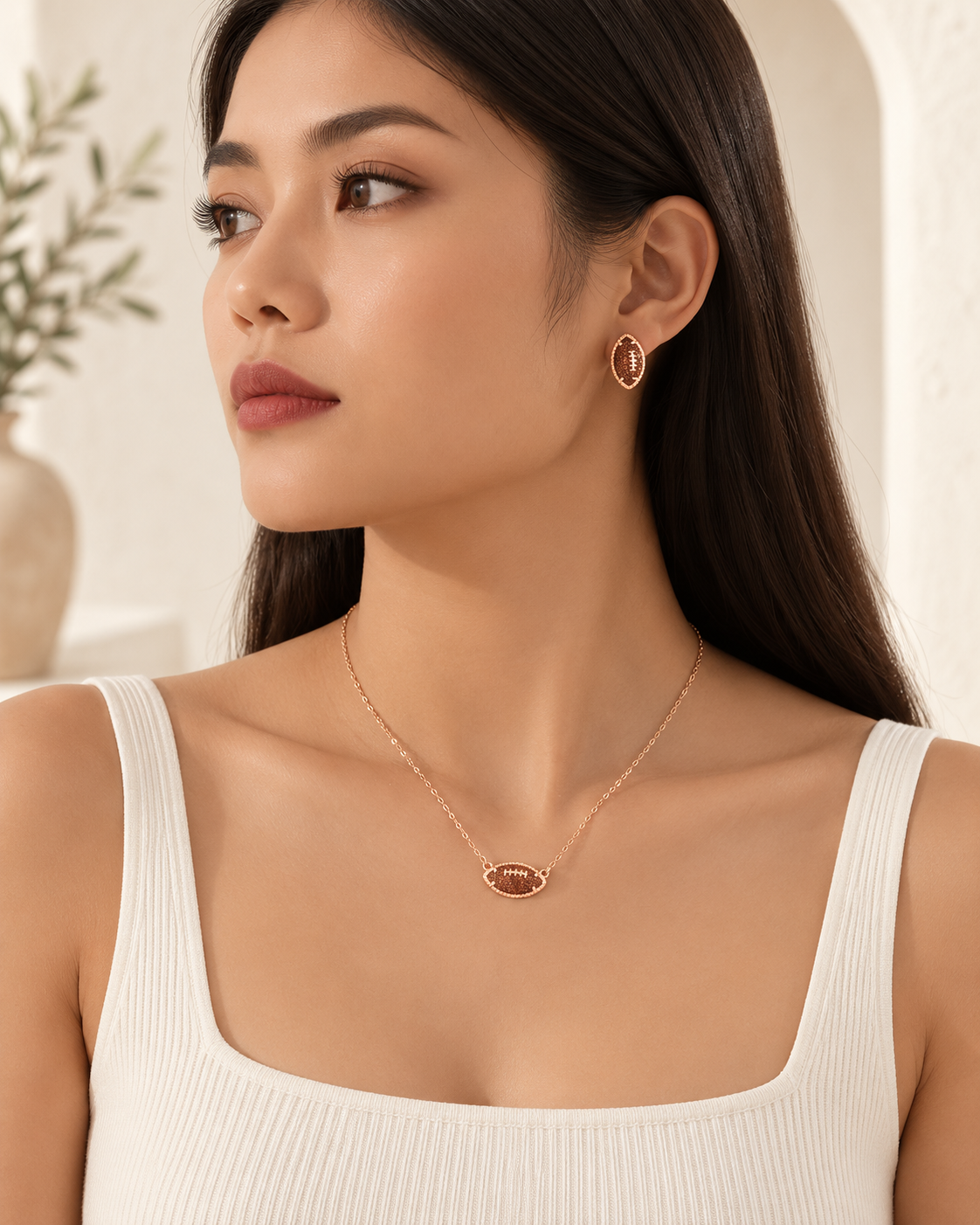 Football Matching Earrings & Necklace Set