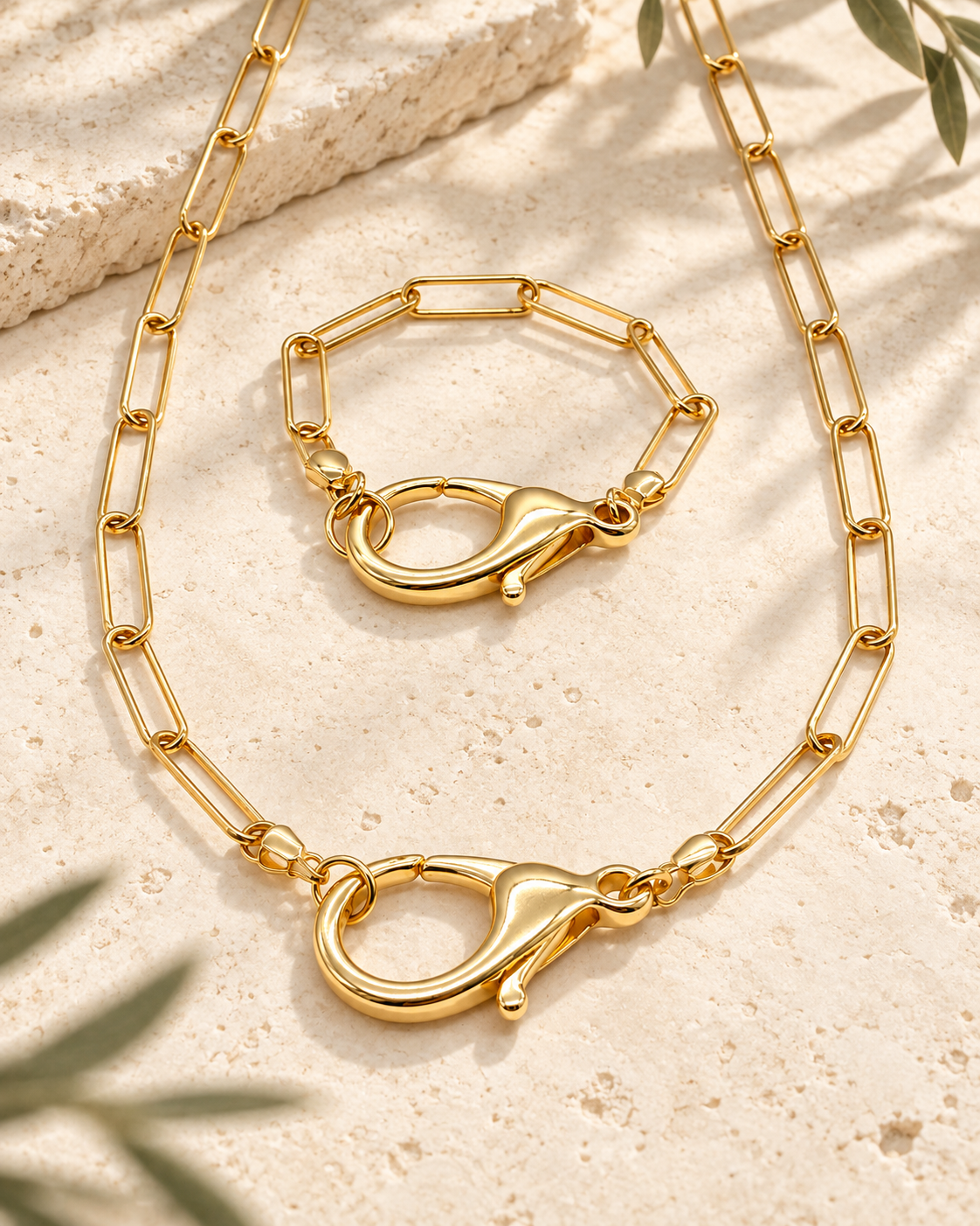 Paperclip Chain Bracelet & Necklace Set