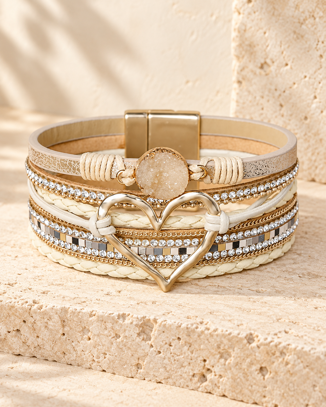 Layered Heart Charm Bracelet