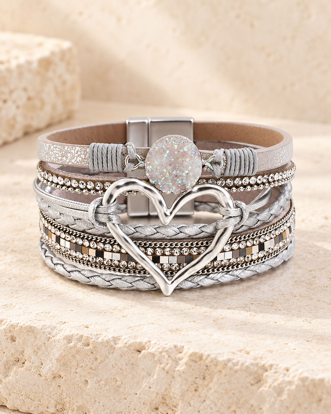Layered Heart Charm Bracelet