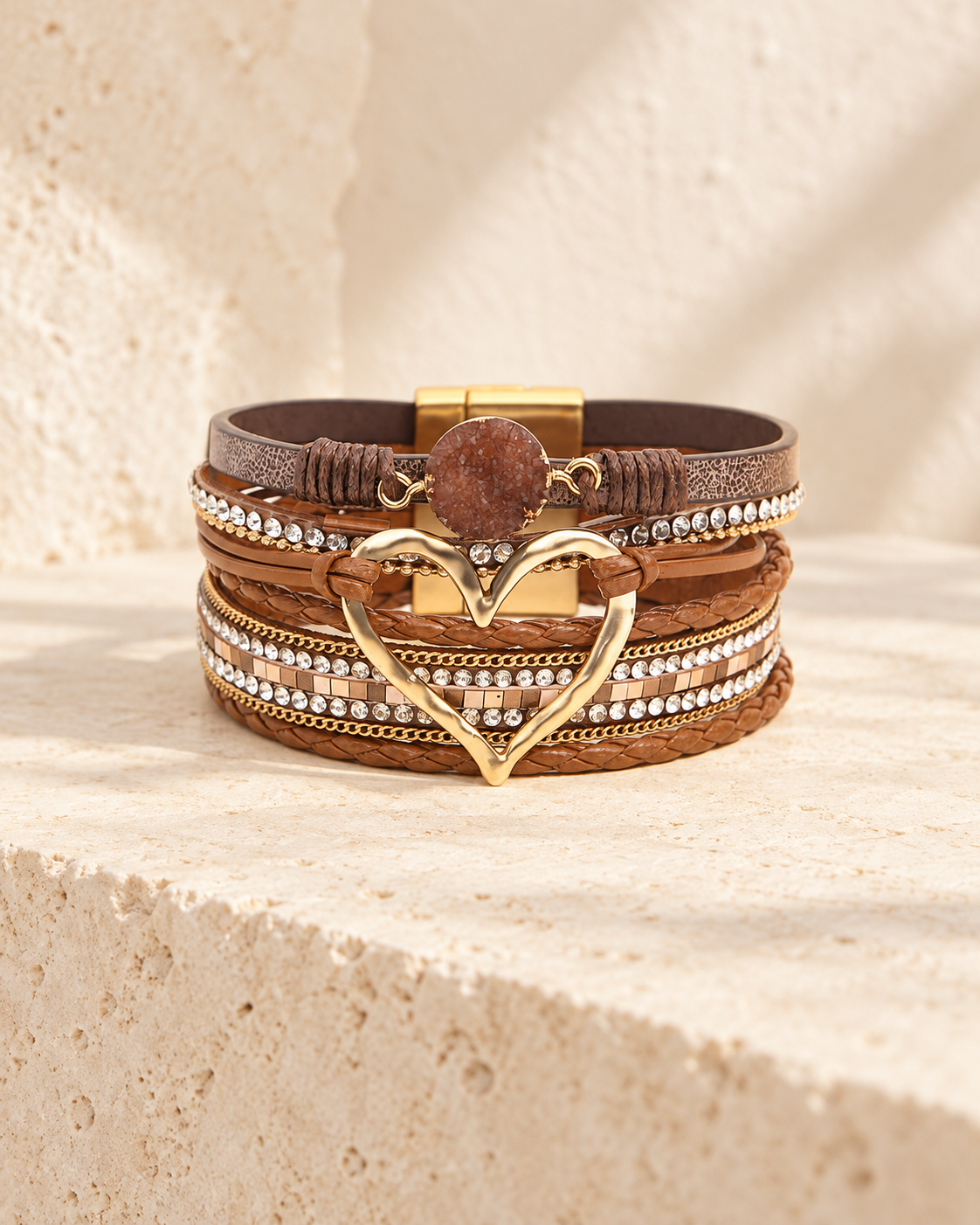 Layered Heart Charm Bracelet