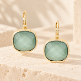 Faceted Cushion Stone Leverback Drop Earrings