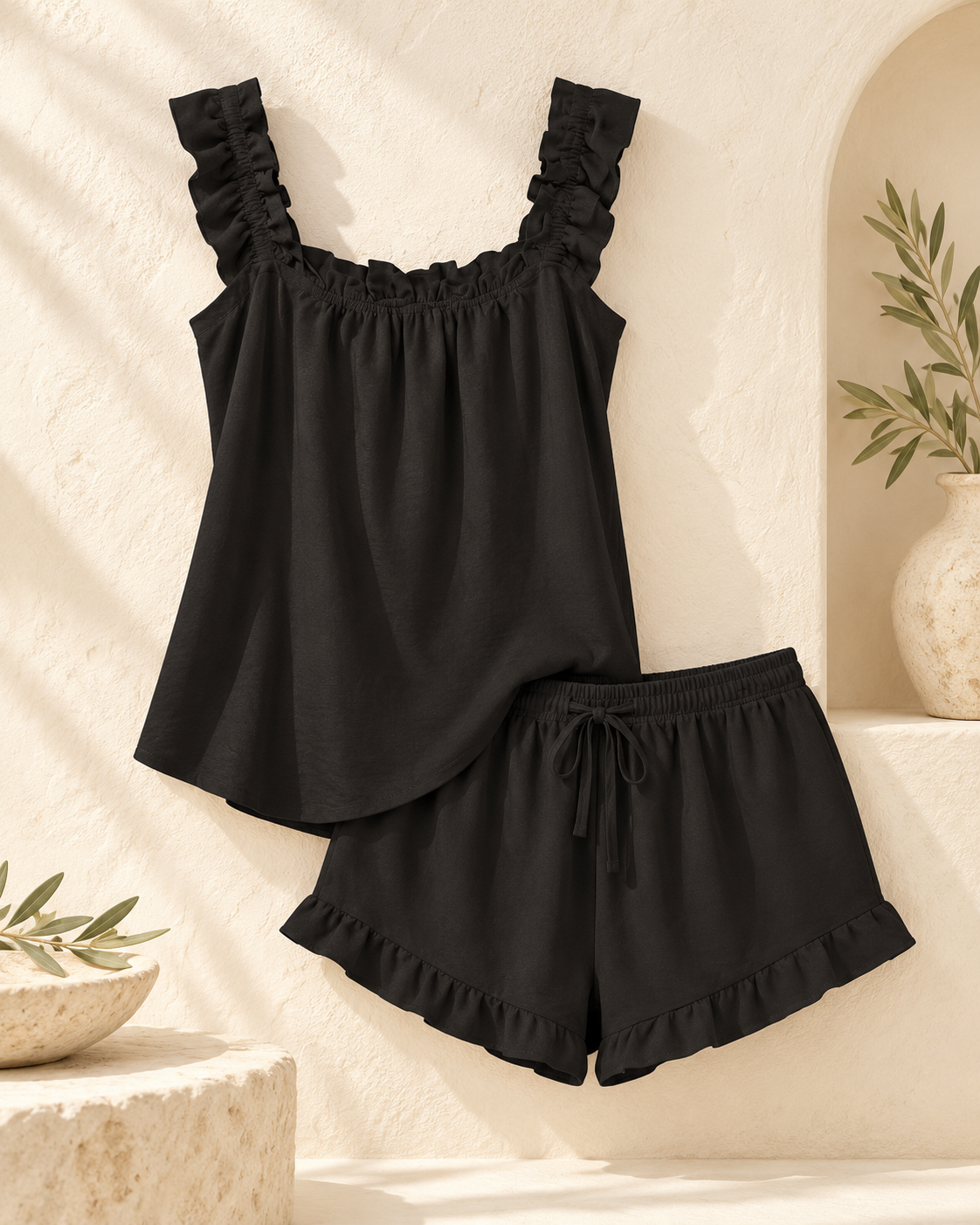 Ruffle Cami & Shorts Pajama Set