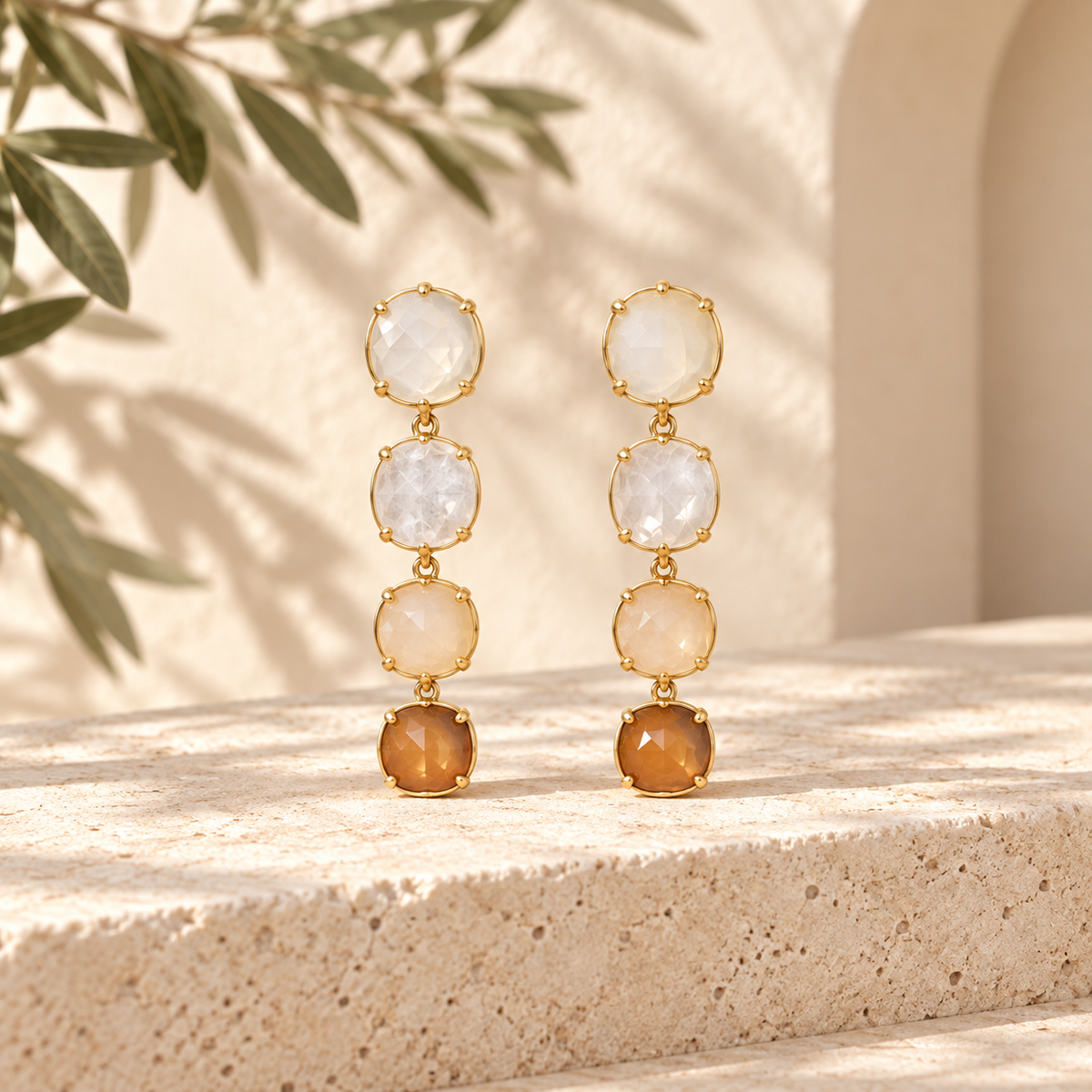 Resin Stone Tiered Drop Earrings