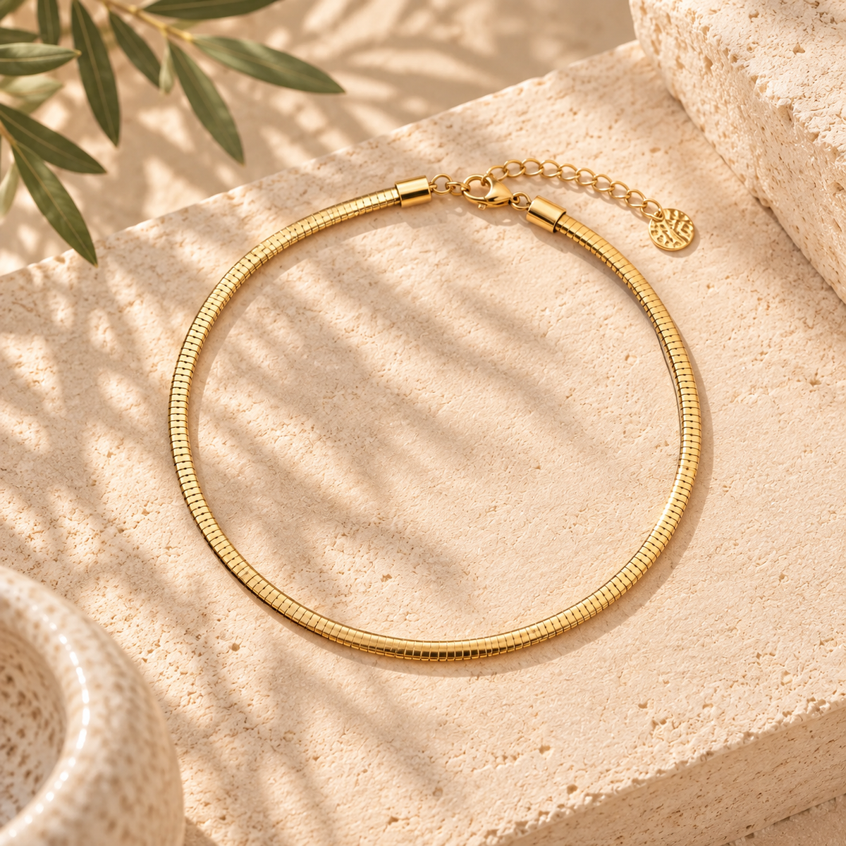 Gold Plated Stainless Steel Choker Necklace