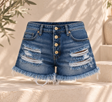 Distressed Denim Shorts