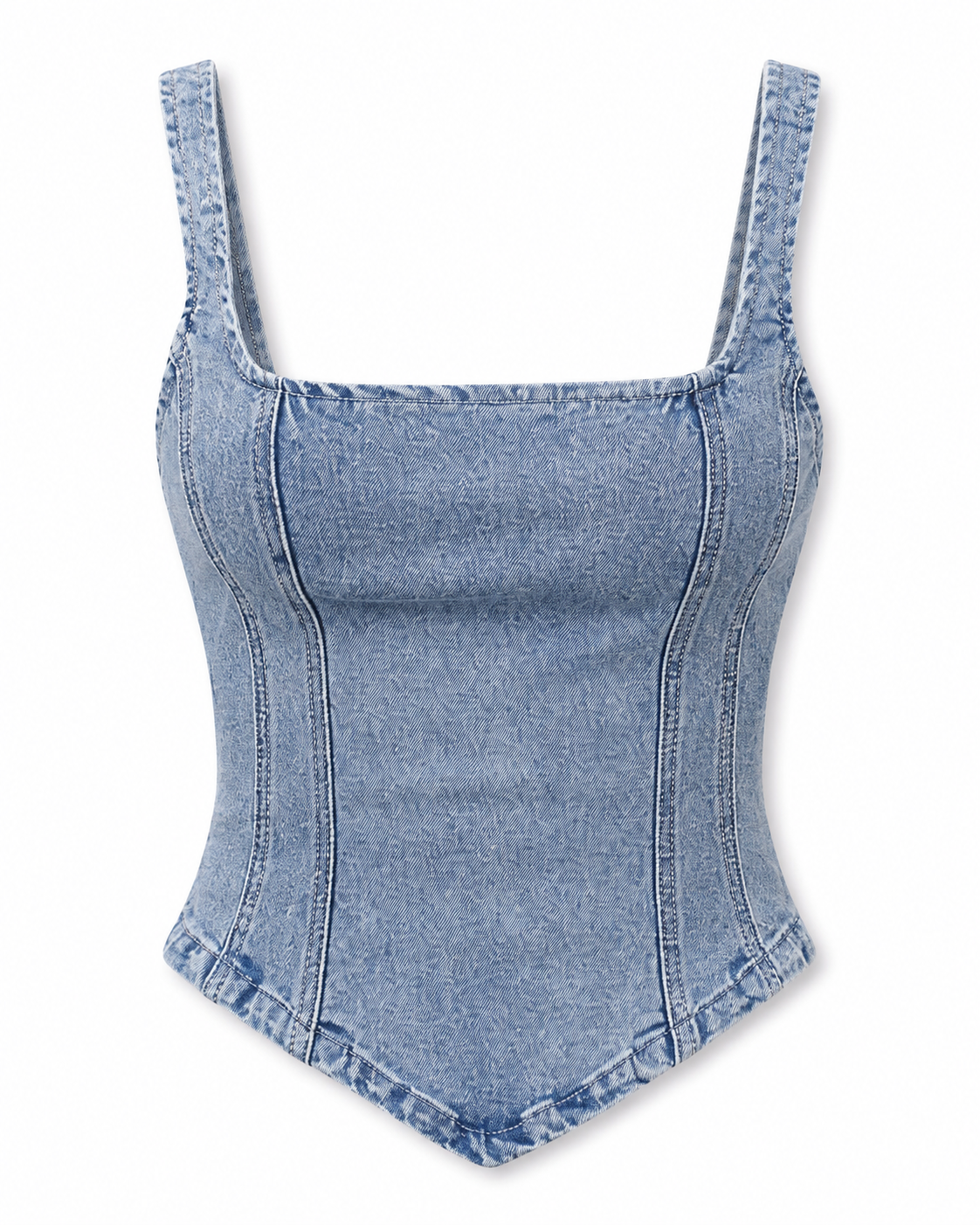 Water-Washed Denim Corset Top