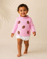Pink Football Crochet Turtleneck Sweater