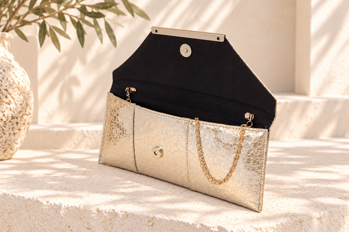 Crushed Metallic Evening Clutch