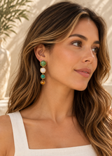 Resin Stone Tiered Drop Earrings