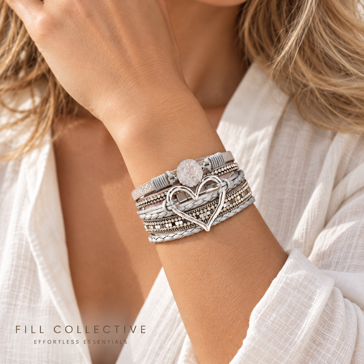 Layered Heart Charm Bracelet