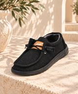 Black Lace Canvas Boat Shoes
