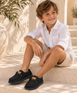 Black Lace Canvas Boat Shoes
