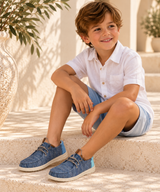 Blue Lace Canvas Boat Shoes