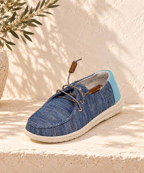Blue Lace Canvas Boat Shoes