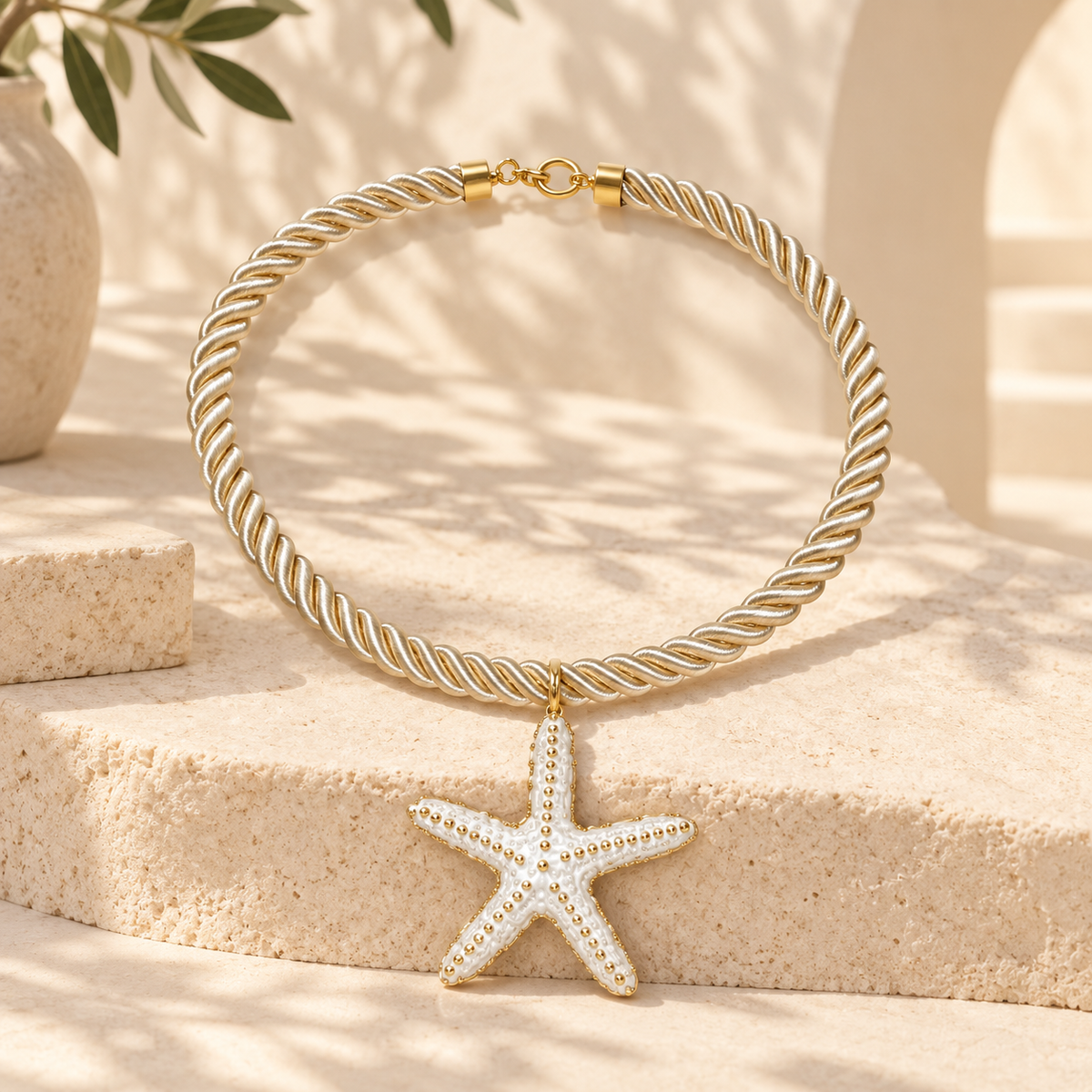Starfish Pendant Rope Necklace