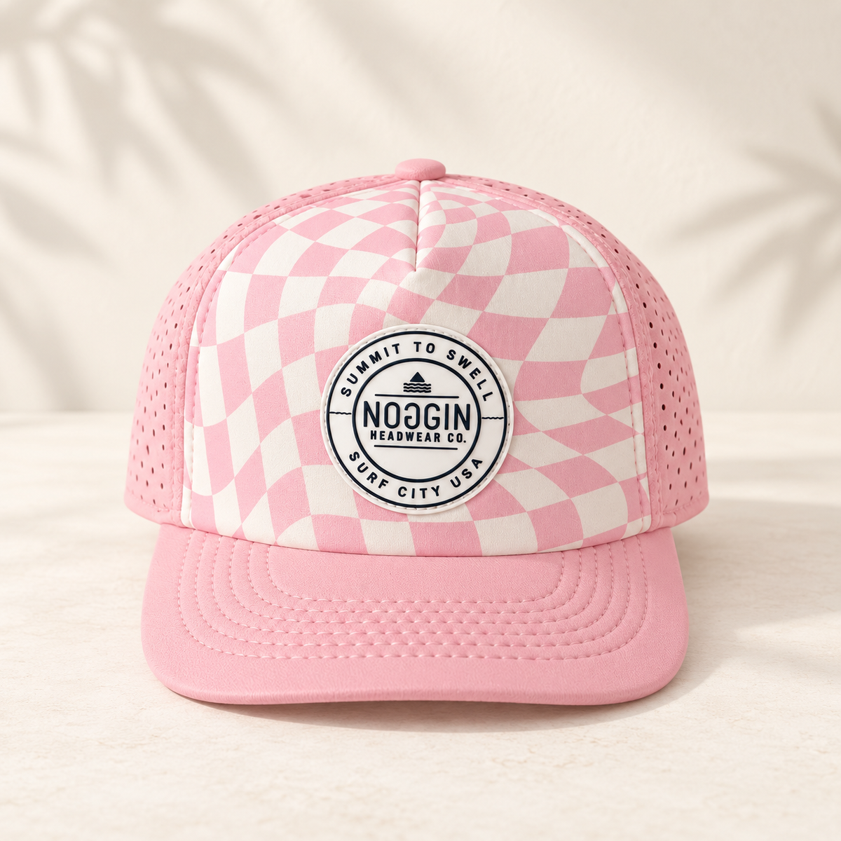 Pink Wavy Checker Kids Hat