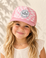 Pink Wavy Checker Kids Hat