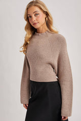 Open Back Ribbed Neck Sweater