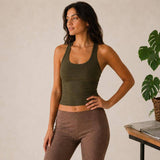 Fitted Cotton Spandex Crop Racerback Tank Top, Everyday Layering Essential