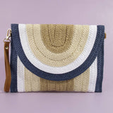 Arch Woven Straw Envelope Clutch