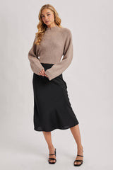 Open Back Ribbed Neck Sweater