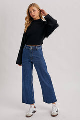 Open Back Ribbed Neck Sweater